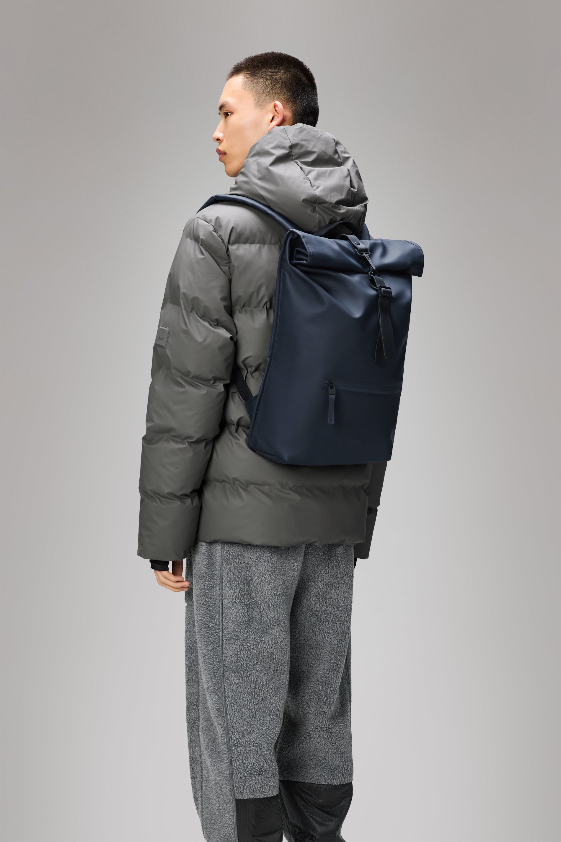 RAINS Rolltop Rucksack Navy Backpack